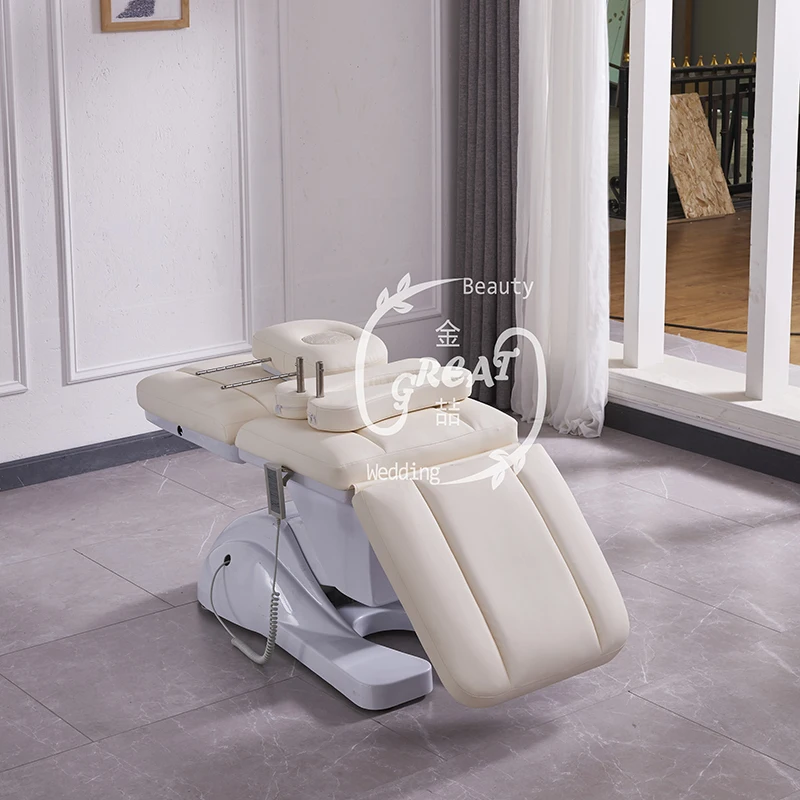 custom.Luxury Body Therapy Spa Treatment Salon Cosmetic Eyelash 3 Motor Lash Extension Bed Beige Beauty Massage Table