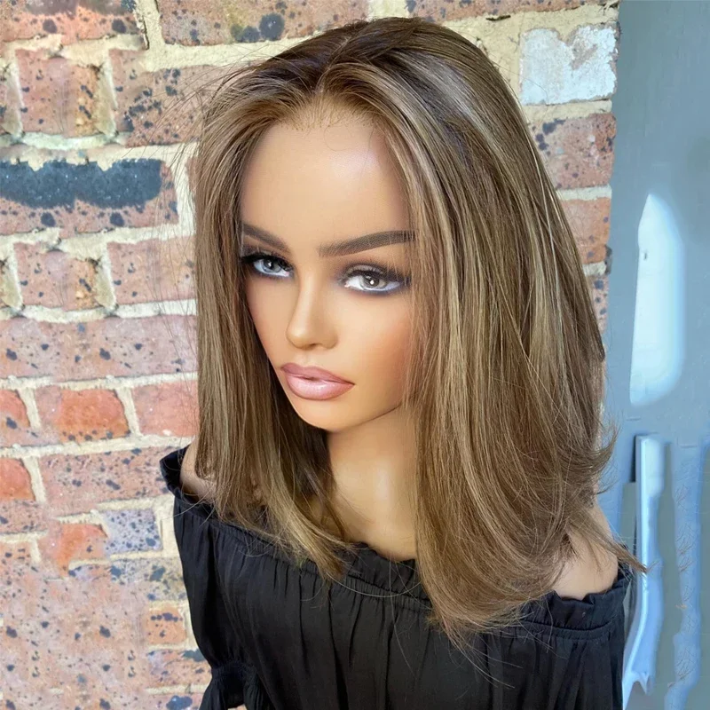 

200% Density Highlight Blonde Natural 16”Long Body Wave Jewish 5x5 Silk Base European Human Hair Wigs For Women with Baby Hair