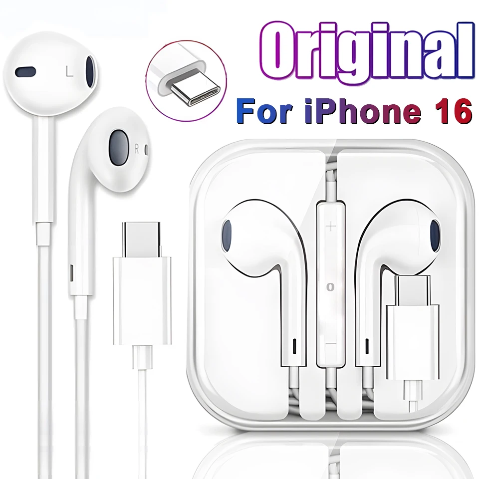 Original Headphones For Apple iPhone 16 15 14 13 11 12 Pro Max Plus In-ear Lightning 3.5M Wired Bluetooth Earphones Accessories