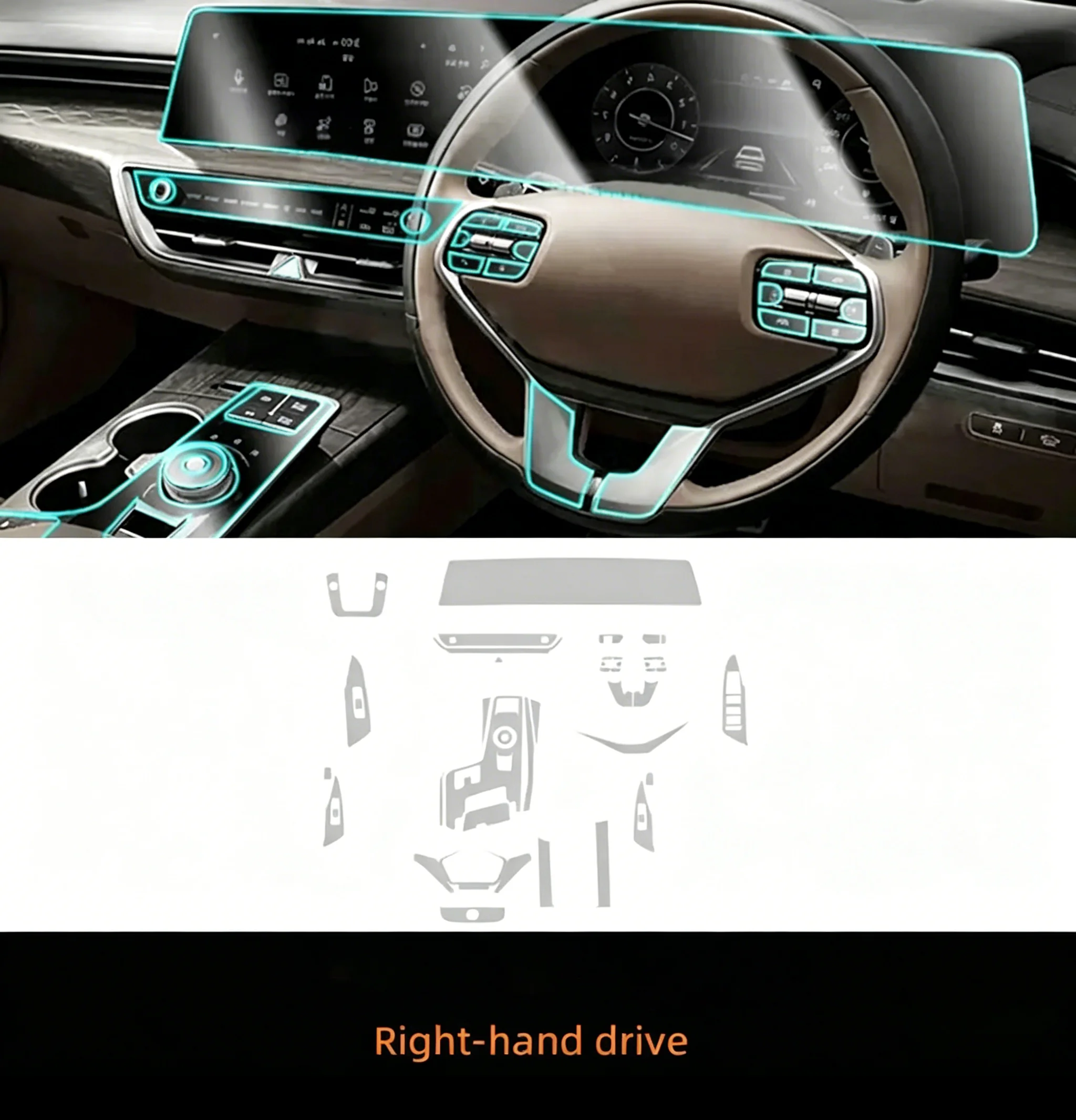 Für Kia K8 2022-2023 Innenraum Transparente TPU-Schutzfolie Auto Getriebepanel-Folie Armaturenbrett-Schutz PPF Aufkleber – Detail 3
