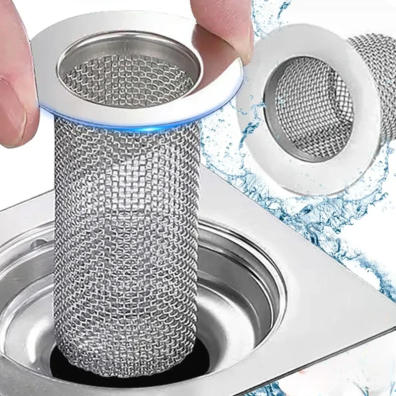 Stainless Steel Sink Drain Strainer Bathroom Sink Bathtub Shower Floor Drain Filter Mesh Basket Anti-Clog Hair Catcher Net