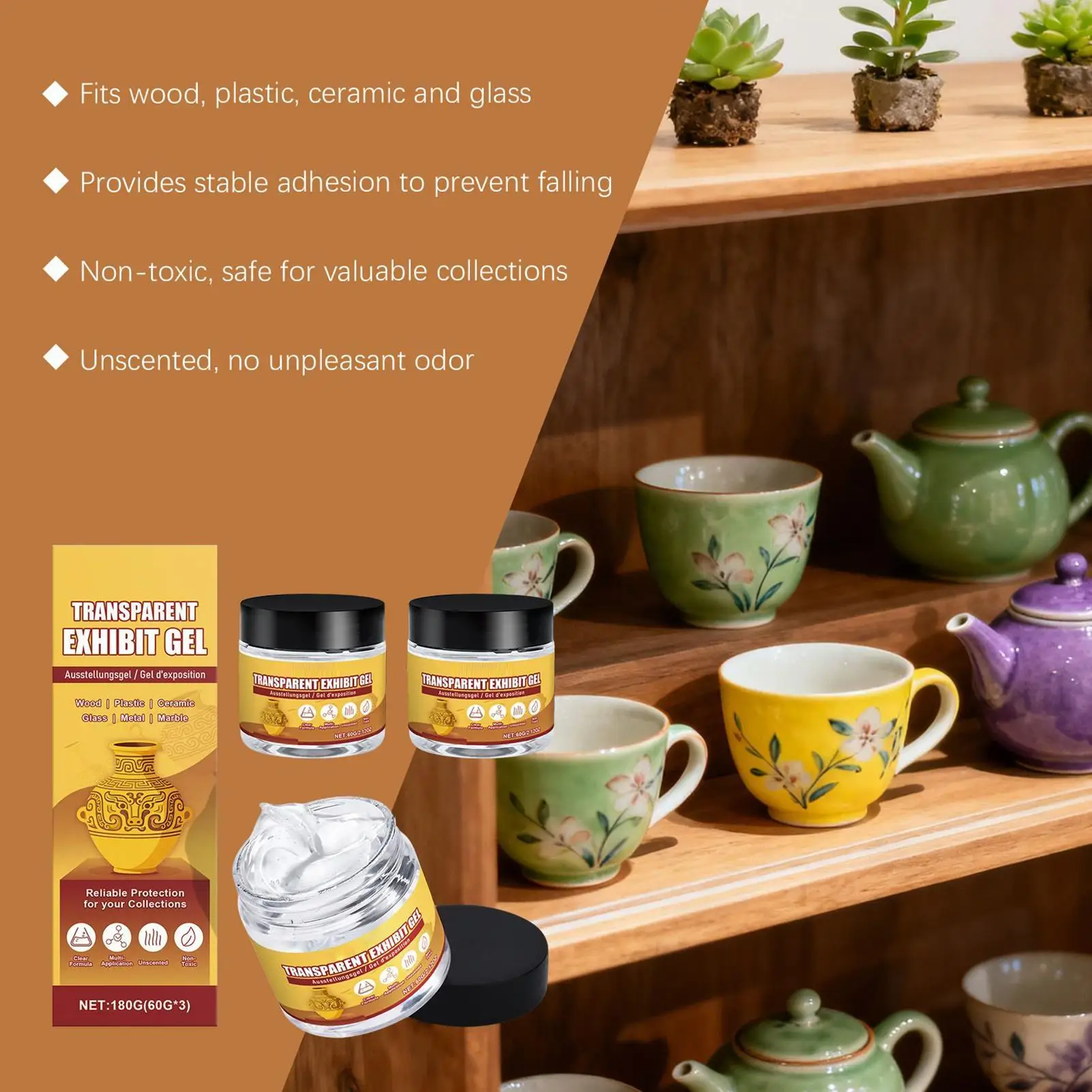 Transparent Museum Putty Gel Removable Adhesive for Wall Decor Photos Artifacts Collectibles Action Figures Securing No Residues