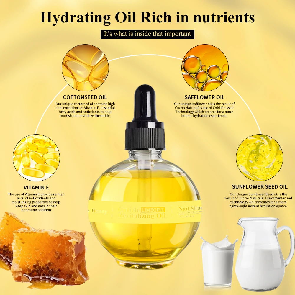 LIMEGIRL 75ML Voeding Verzachten Olie Plantaardige Nagelriem Voedingsolie Voeden Reparatie Beschadigd voor Nagelverzorging Hydrateert Versterken Helder