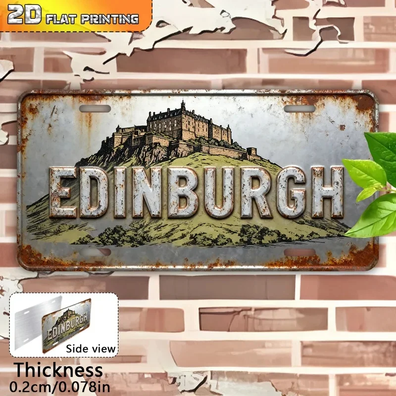 2D Flat, [JIT]2D Flat- 1pcVintage Sign, Outdoor Wall Decoration, Edinburgh Symbol, Home Decoration, Scottish Capital Art, Europe