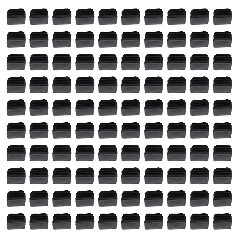 AB41-100Pcs Plastic Square Tube Inserts End Blanking Caps 20Mm X 20Mm Black