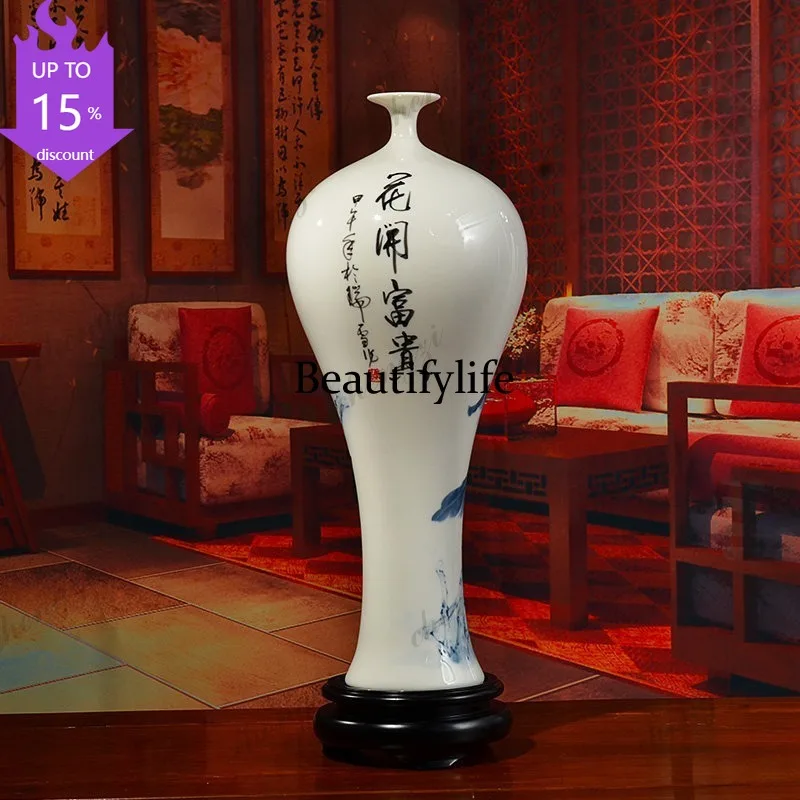 H132 ceramic hand-painted vase ornament Chinese living room TV cabinet Bogu frame ornament/flower blooming wealth