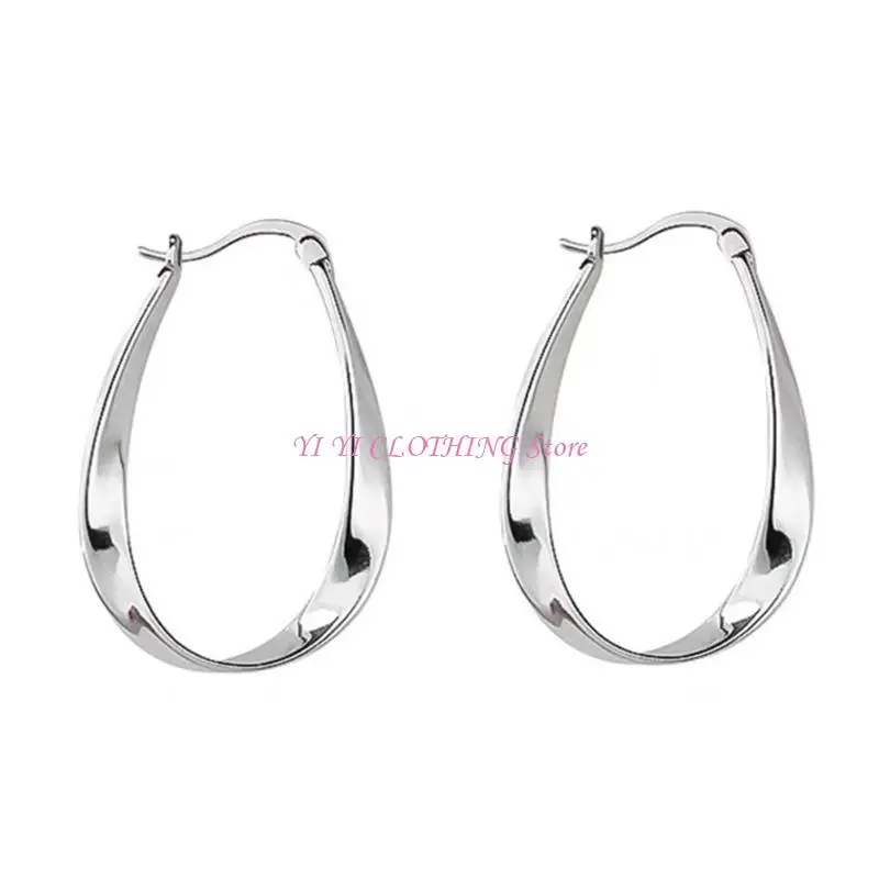 N5KF Trendy Mobius Strips Hoop Earring Jewelry Accessory for Women Offering a Unique Geometric Styles Stylish Outfits