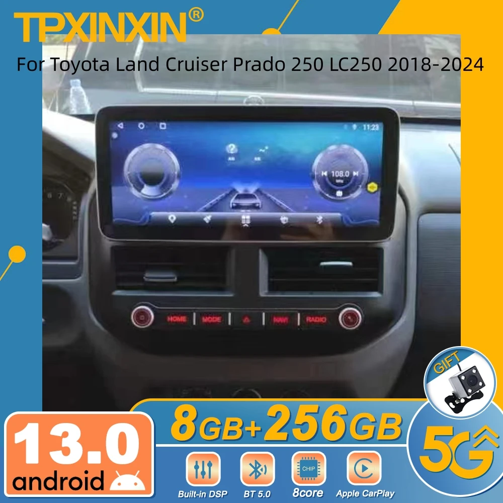 For Toyota Land Cruiser Prado 250 LC250 2018-2024 Android Car Radio 2 Din Autoradio Stereo Receiver GPS Navigator Multimedia