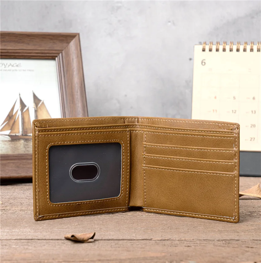 

8028 PU Men's Laser Engraved Wallet Multifunctional Portable Wallet Retro Casual Card Bag