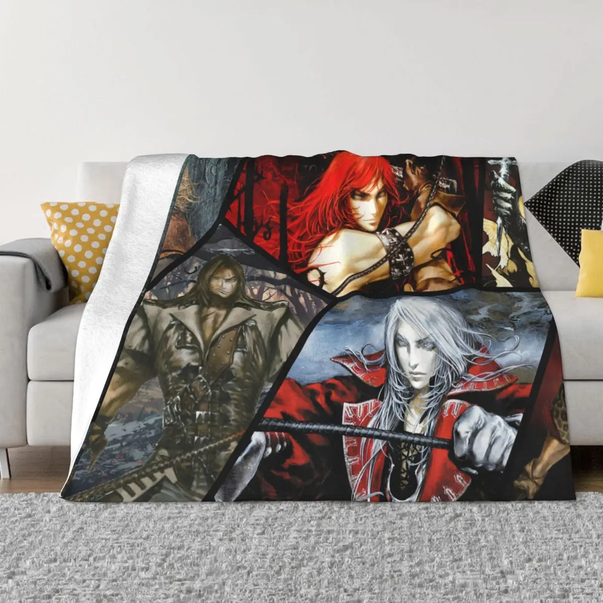 Leon Simon Belmont Fleece Throw Blankets Castlevania Anime Blankets for Sofa Couch Super Warm Bedroom Quilt