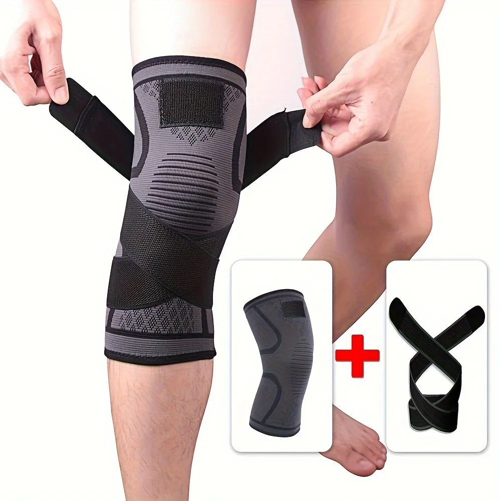 Nylon Knit Knee Brace with Silicone Anti Slip for Running Basketball Climbing High Elasticity Professional Support