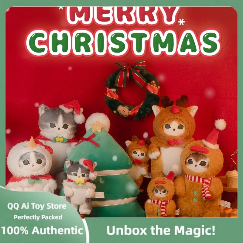 

Рождественская плюшевая кукла Mofusand с длинным хвостом и животными, кавайная акула, кошка, мягкая кукла, плюшевая игрушка на день рождения, подарок для детей