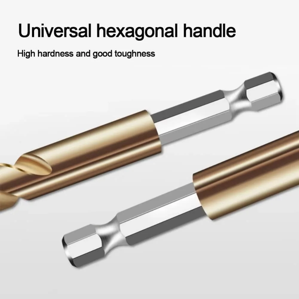 Black 15pc Hex Drill Set Twist Drill Bits High-Speed Steel Nitriding Process 14-inch Hex Shank For Impact Drills