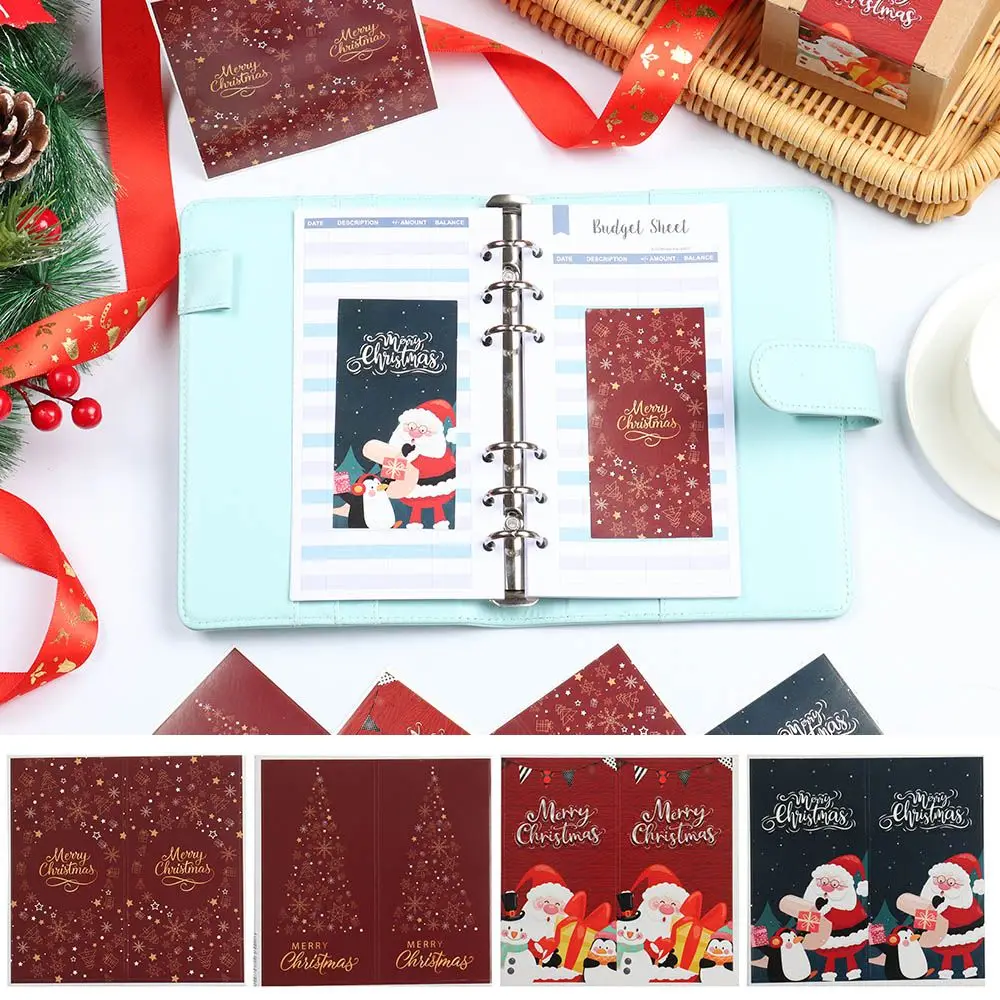 50PCS Rectangle Gift Wrapping Snowman Penguins Cartoon Santa Claus Red Xmas Tags Decorative Labels Merry Christmas Stickers