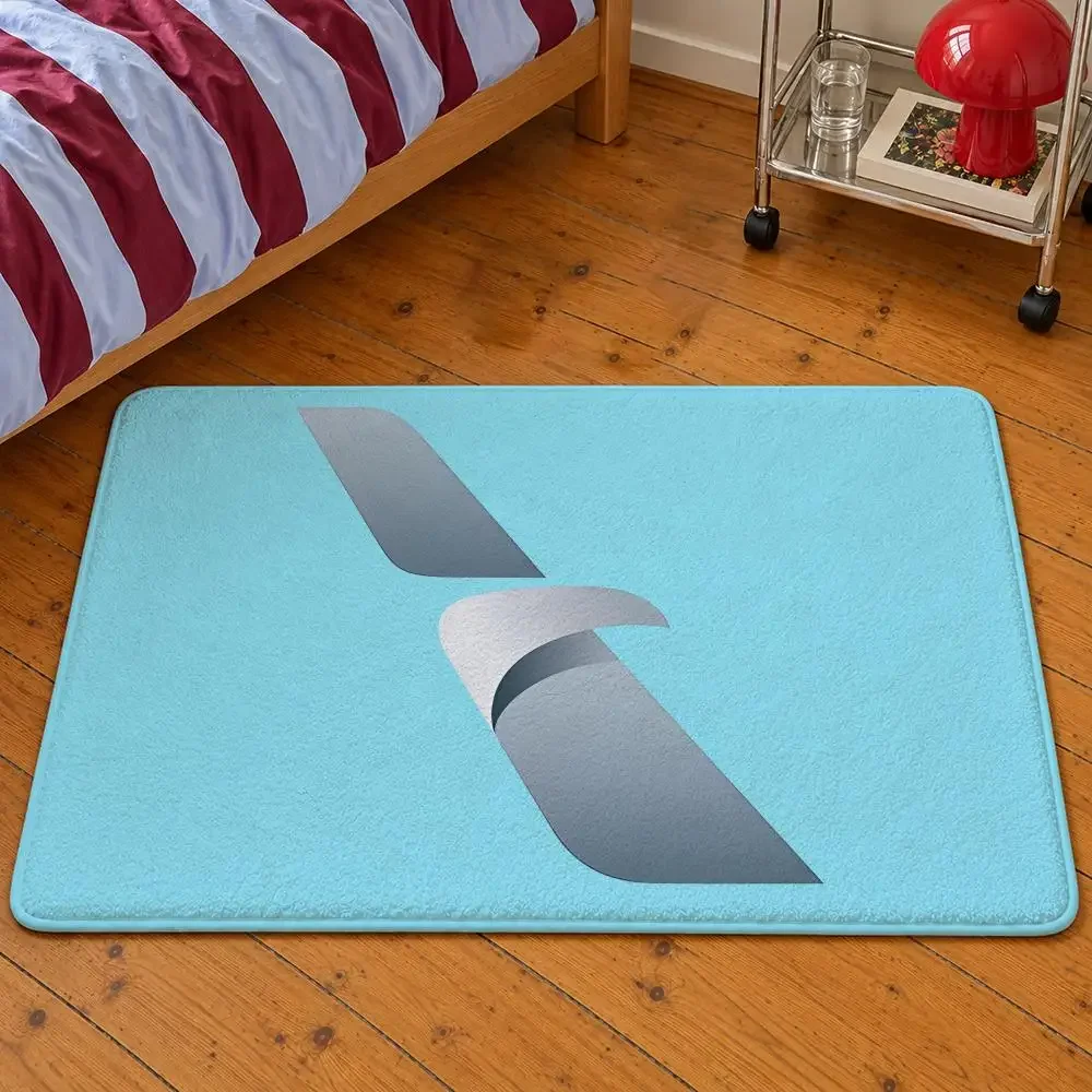 Airline American Airlines Eagle Aviation Floor Mat Soft Flannel Entrance Doormat Non-Slip Washable Rug For Bedroom Home Decor