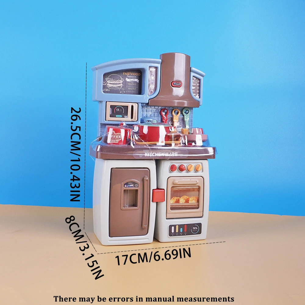 2in1 Mini Keuken Speelgoed Kookaccessoires Teller Set Met Lichte Muziek Miniatuur Meubels Poppenhuis Meisjes Keuken Speelgoed Cadeau