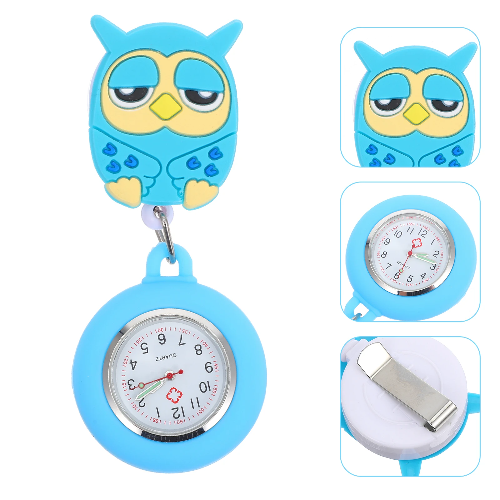 Cute Owl Nurse Pocket Watch Soft Rubber Quartz Movement Stretchable Silicone Watches for Doctors Nurses Medical Gifts