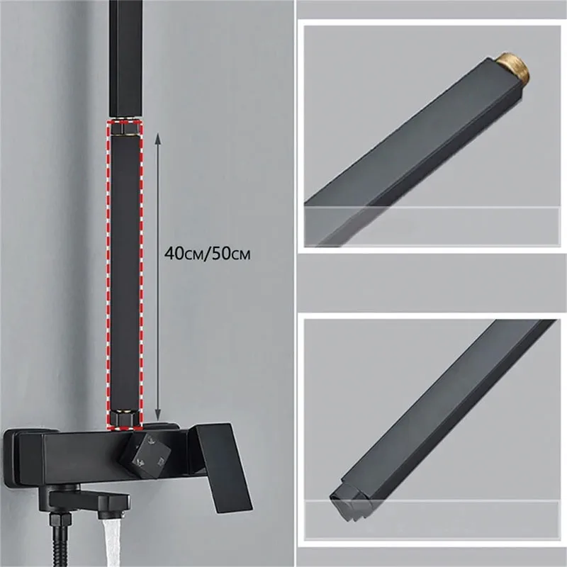 20/30/40/50cm Square Extension Tube G3/4 For Bathroom Shower Faucet General Interface Extension Tubes Extra Extend Pipe