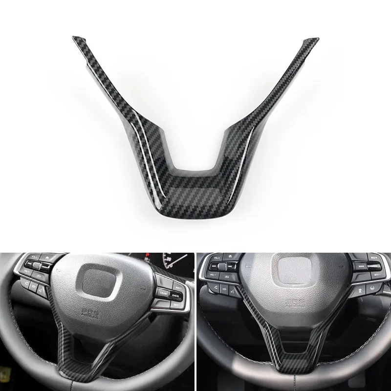 

For Honda Accord 10th 2018 2019 2010 2021 Car Accessories ABS Carbon Fiber Steering Wheel Bottom Frame Cover Trim