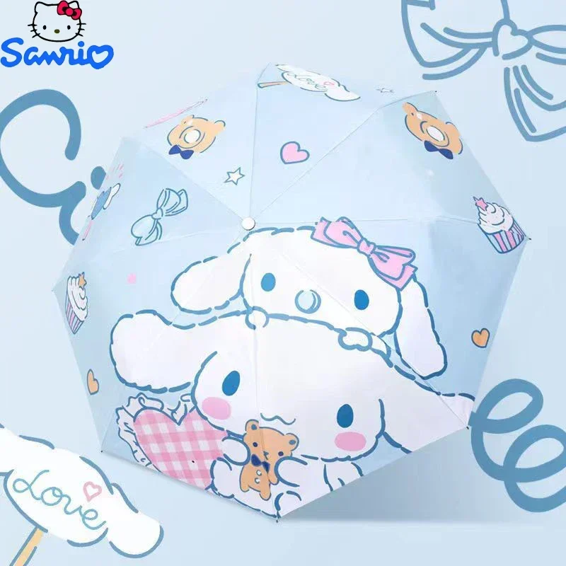 

Sanrio New Umbrella Sunscreen UV Protection Sunny and Rainy Dual-use Cinnamoroll Folding Automatic Black Coating Bumper Cloth