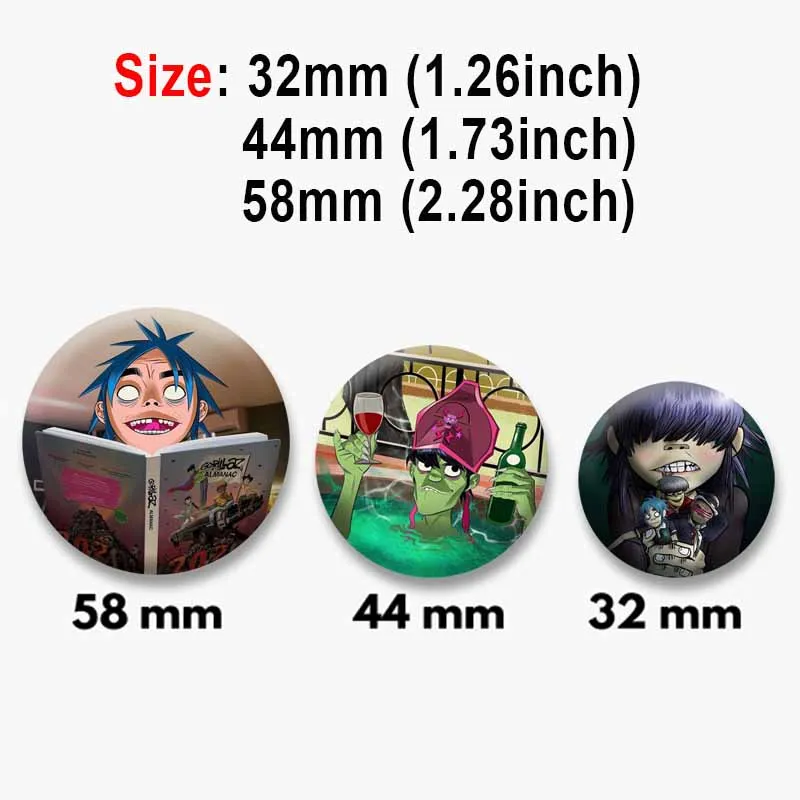 Virtual Band Gorillaz Button Pins Funny Cartoon Boy Brooch Lapel Badge for Backpack Hat Jewelry Accessories Gift for Kids Friend
