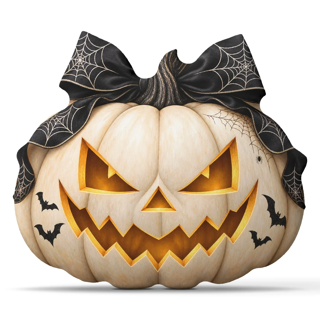Halloween Jack O Lantern Plush Pillow Spooky Pumpkin Cushion Gothic Witch Bow Stuffed Throw Pillow Sofa Bed Home Decor Gift
