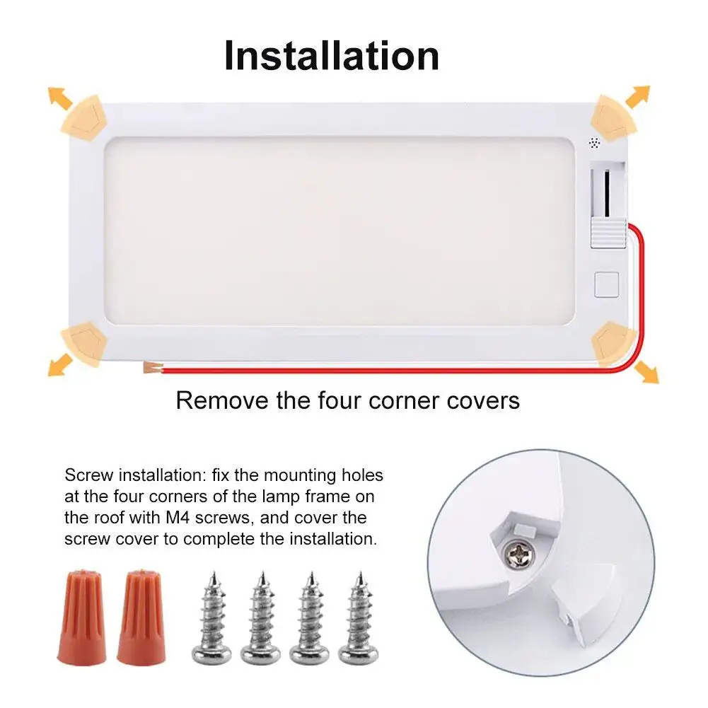 RV Interior Light 96LED 3 Color Dimmable Interior Lighting 12V-30V Ceiling Dome Light for Campers RV Truck Motorhome Caravan