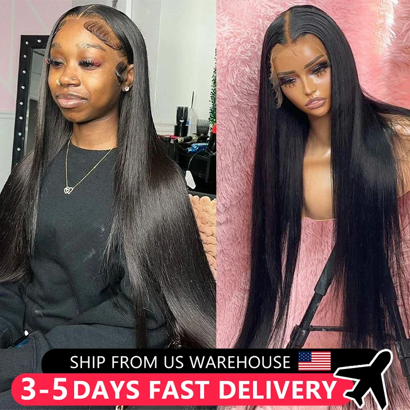 32 34Inch Bone Straight 13x4 13x6 Transparent Lace Frontal Wig Human Hair For Black Women Pre Plucked Brazilian Lace Front Wig