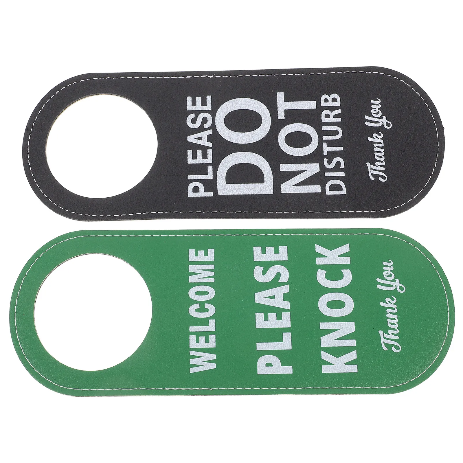 

2Pcs Please Knock Do Not Disturb Door Signs PU Door Hanger for Hotel Conference Room Office Privacy Easy Install