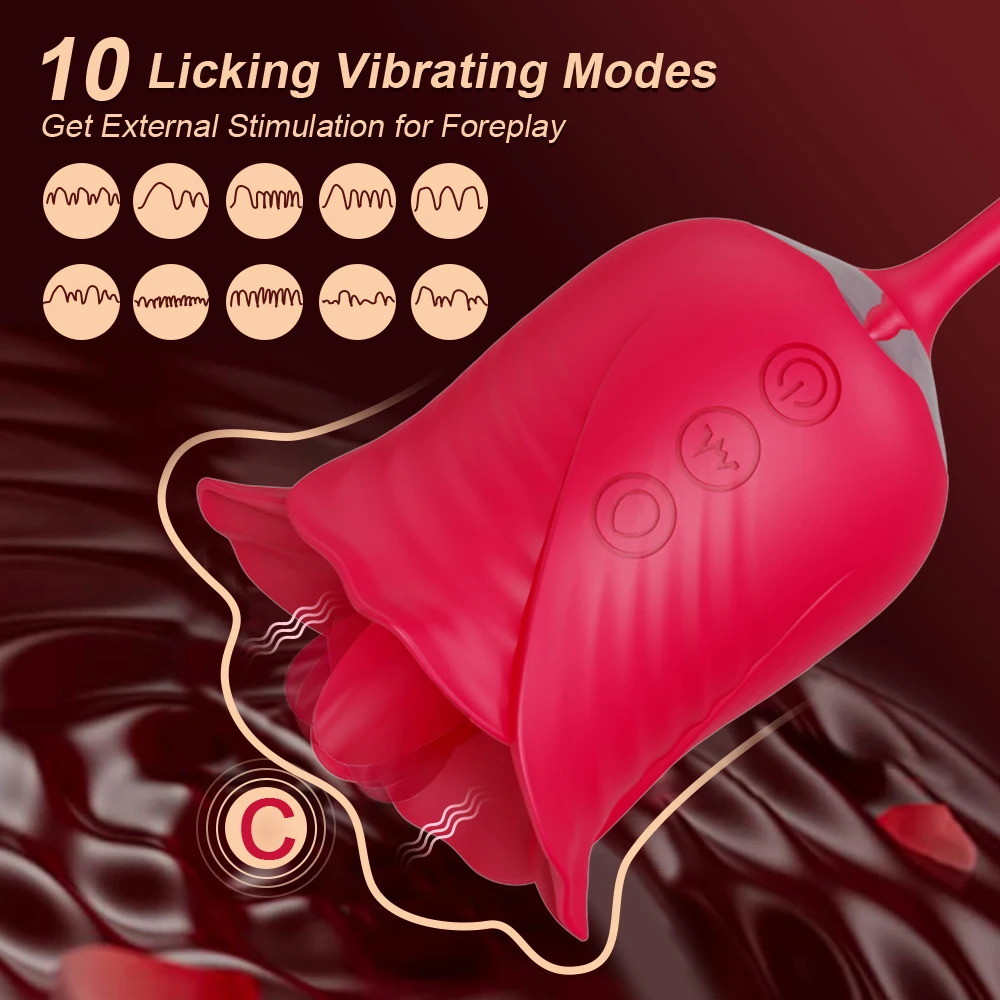 Rose-Toy Dildo Thrusting Vibrator for Women Egg Clitoris Sucker Stimulator Tongue Licking Adults Goods Sucking Sex Toys Female