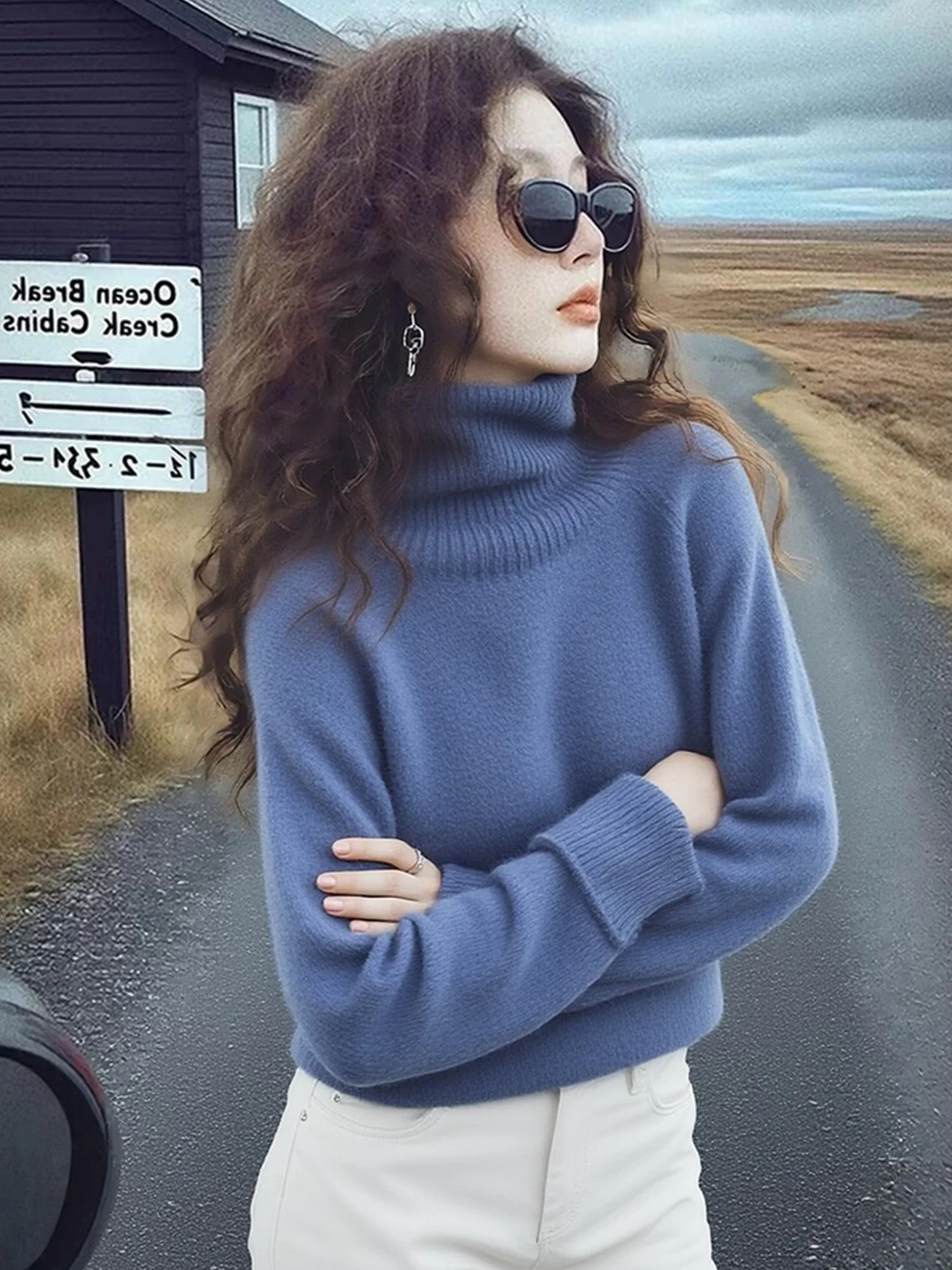 

Женский утепленный вязаный свитер с высоким воротником и длинными рукавами, однотонный, мягкий, приятный к телу, модный зимний топ для повседневной носки