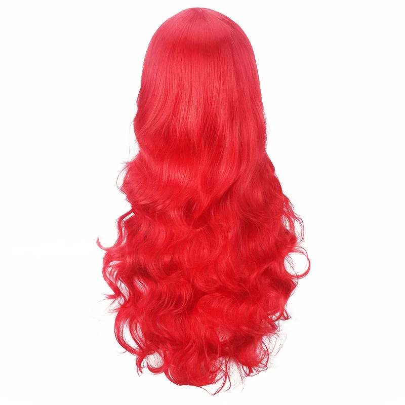 プリンセスカリエルコスプレウィッグ女性用、女の子のためのハロウィーンのかつら、遊びウィッグ、パーティーステージ、赤い長い髪