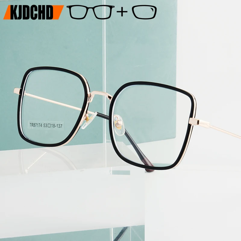 

KJDCHD Polygon Prescription Progressive Glasses Women Anti Blue Light Photochromic Custom Eyewear Optical Myopia Eyeglasses