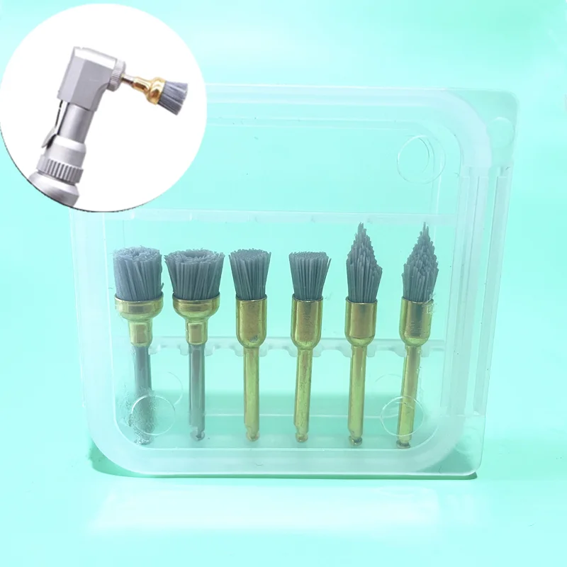 

6pcs Dental Polishing Brush Aluminium Oxide Polishing Prophy Brushes Dentistry Material for Contra Angle Handpiece