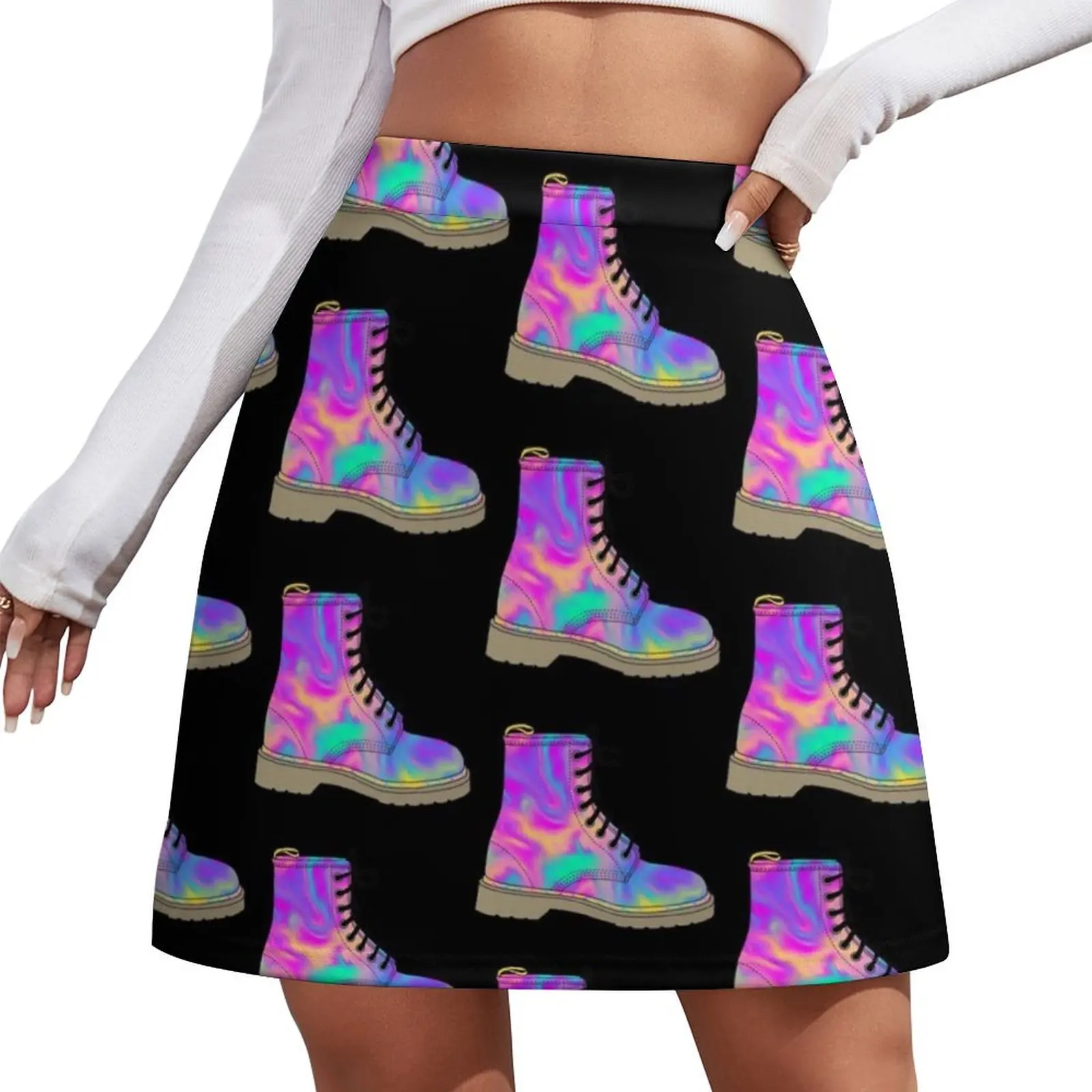 

Swirly Neon Docs Mini Skirt dress festival outfit women Mini Skirt