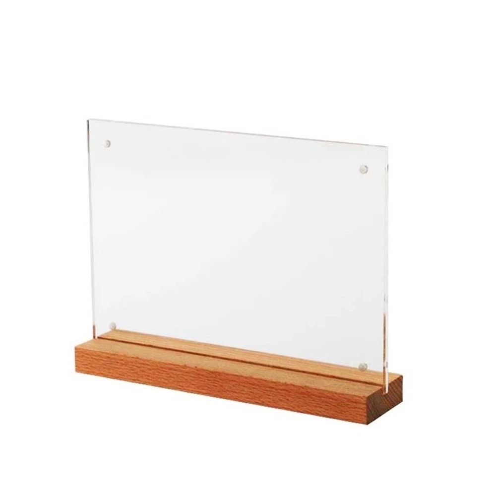 A5 Wooden Picture Frame Label Frames Sign Price Card Display Stand Table Signage Rack Menu List Advertising Photo Holder Desktop