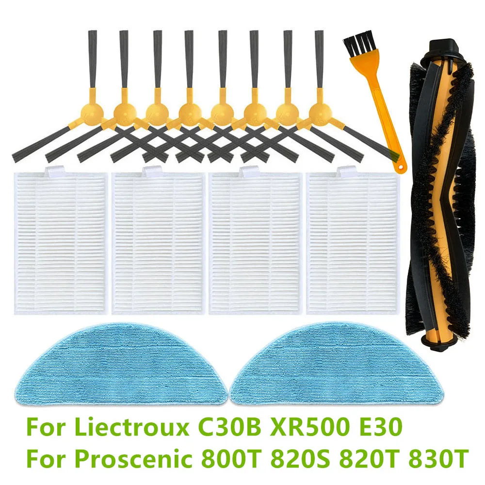 For Liectroux C30B XR500 E30 Hepa Filters Mop Cloth Rag Main Side Brushes For Proscenic 800T 820S 820T 830T Vacuum Cleaner Parts