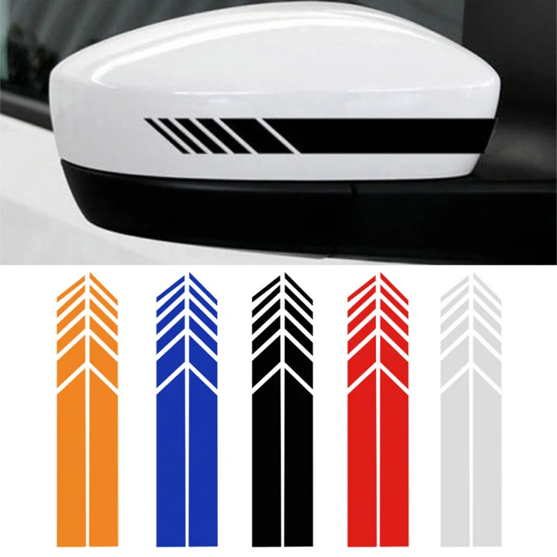 2pcs Car Racing Stripe Stickers Rearview Mirror Reflective Vinyl Decals decoration fashion Car styling Waterproof Sticker