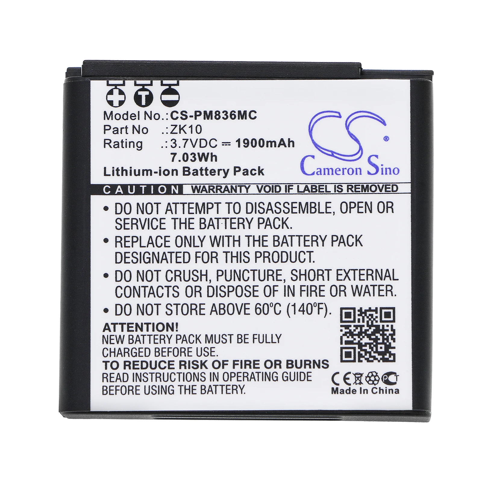 

Li-ion Camera Battery for Polaroid,3.7V,1900mAh,iM1836,ZK10