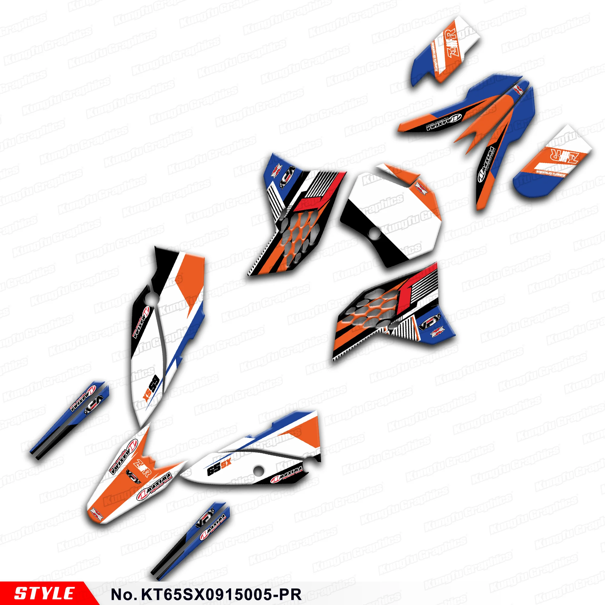 Graphics Kit Vinyl Decal for KTM SX 65 2009 2010 2011 2012 2013 2014 2015, KT65SX0915005-PR