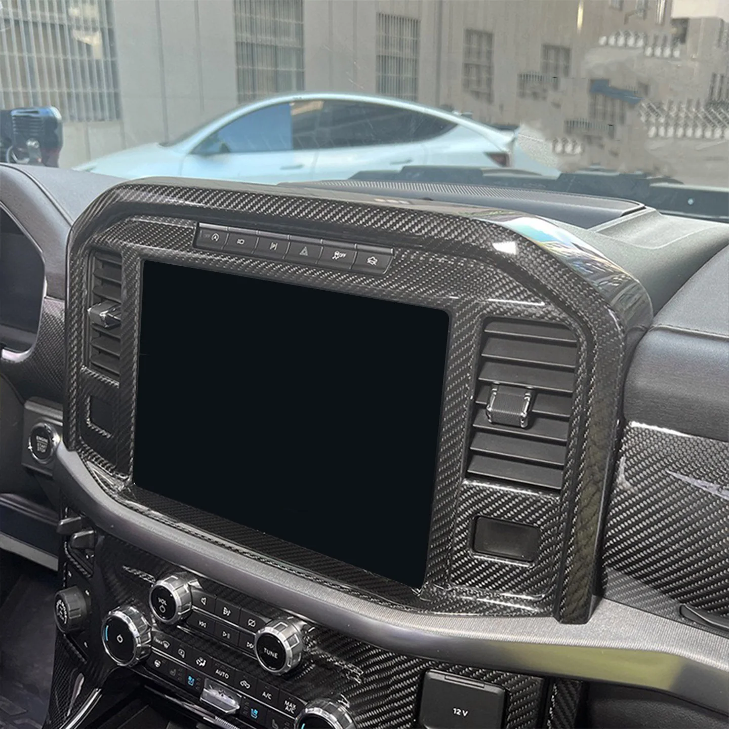 Suitable for 2022-2026 Ford F-150 Raptor Carbon Fiber Center Console Display Screen Frame Protective Cover