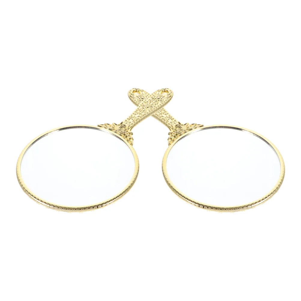 2 szt. Lusterko ręczne w stylu vintage z wyrafinowanym wzorem róży, okrągła odblaskowa powierzchnia, przenośne lusterko kosmetyczne kompaktowe do podróży i do domu.