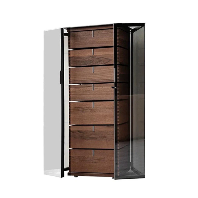 LMM Italian minimalist seven-chest cabinet bedroom door modern tempered glass drawer storage cabinet