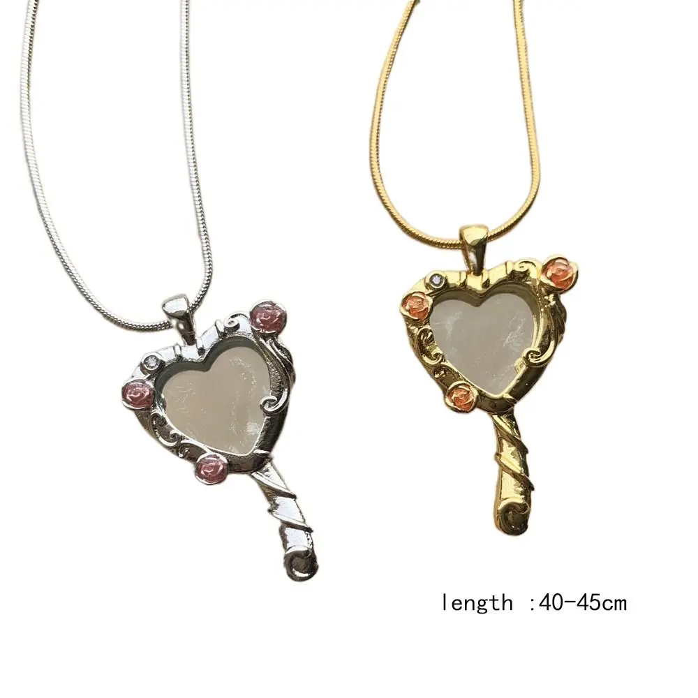 Jewelry Accessories Magic Mirror Necklace Princess Gold Plated Mirror Temperament Necklace Zinc Alloy Princess Necklace