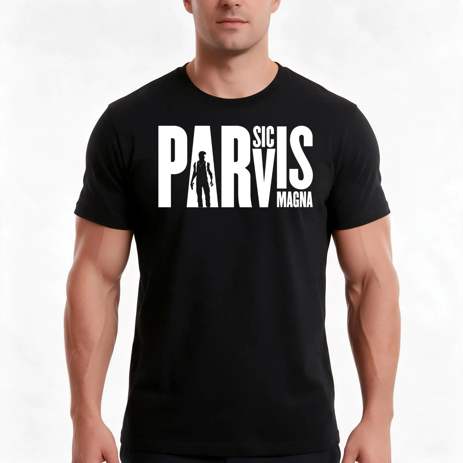 Sic Parvis Magna - Greatness From Small Beginnings | Nathan Drake Uncharted Game Quote T-Shirt, Summer Casual Cotton Tee