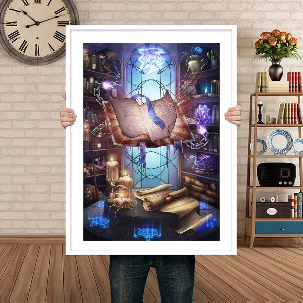 Fantastic Magic Book Posters Painting Surrealist Wizard Witch Spell Book Canvas Print Art Wall Picture Living Room Home Decor