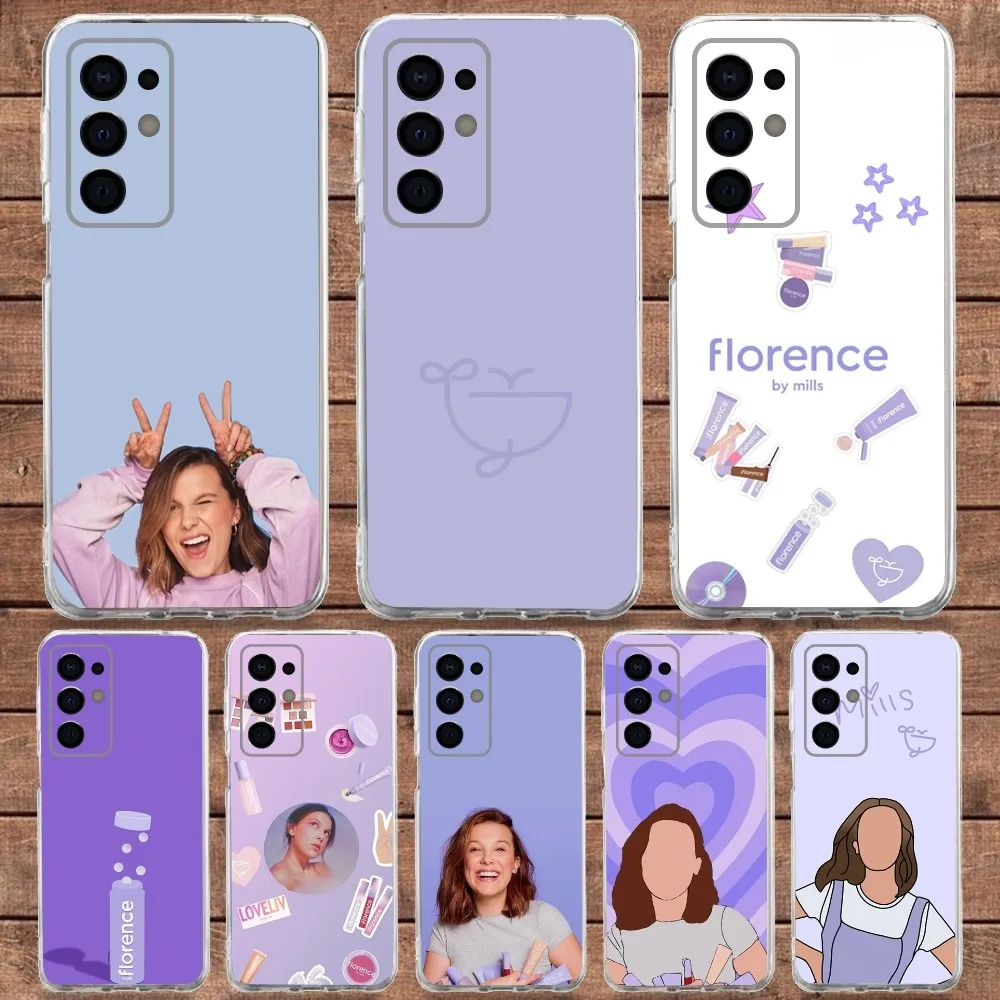 F-Florence Mills Millie Bobby Phone Case  For Samsung S30,S23,S21,S22,S20 Ultra,S20 FE lite,S10,S9,S8PIus Transparent Soft Cover