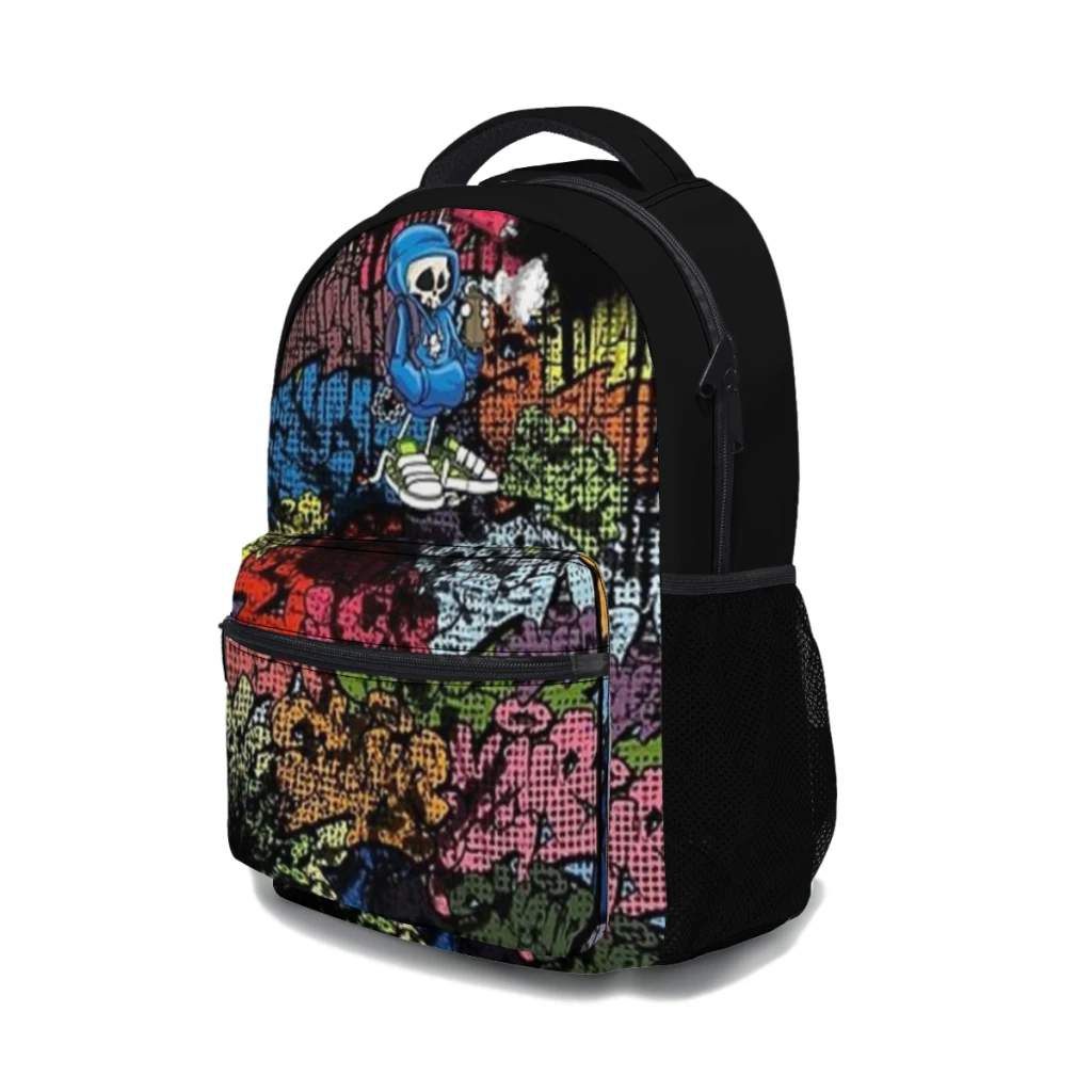 New Fashionable  Synr 70s Retro Comic Graffiti Print Backpack Bag Large Capacity Trendy Book Bag Multi-pockets Adjustable 17inch