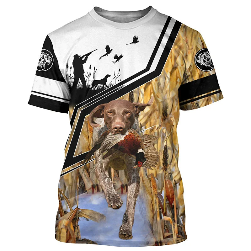 2024 men's short sleeve clothing top, hunting animal pattern printed top T-shirt, summer men's outdoor T-shirt, S-5XL