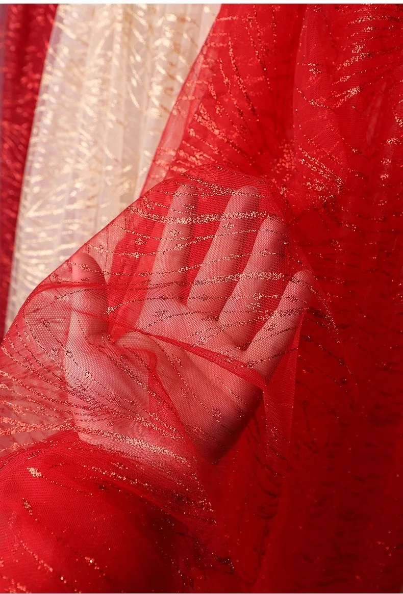 High end Foil Stamping mesh mesh fabric  DIY wedding veil background decoration  wedding dress fabrics for sewing